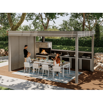 	Pergola Toit Plat Panneaux Sandwich 62mm Autoportée 6x4m	