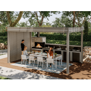 Pergola Aluminium Toit Plat Panneaux Sandwich 62mm Autoportée 6x5m