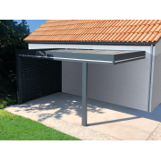 Carport Aluminium Toit Plat Panneaux Sandwich 62mm Poteau Déporté
