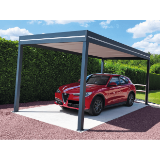 	Carport Aluminium Toit Plat Panneaux Sandwich 62mm Autoporté 6x5m