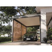 Carport Aluminium Adossé Toit Panneaux Sandwich 62mm avec Option Brise Vue