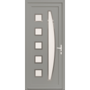 Porte d'Entrée PVC Solano Vitrage Demi-Lune + 5 Carrés Sablé Dépoli