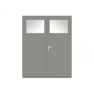 Porte de service PVC 2 vantaux vitrée oculus 1/4