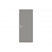 Porte de service PVC 1 vantail gris clair teinté masse panneau plein