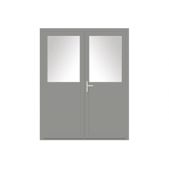 Porte de service PVC 2 vantaux 1/2 vitrée