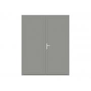 Porte de service PVC 2 vantaux gris clair teinté masse panneau plein