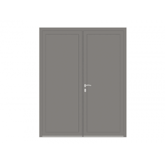 Porte de service aluminium 2 vantaux 1/2 vitrée