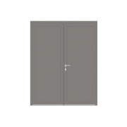 Porte de service aluminium 2 vantaux 1/2 vitrée gris alu 9007