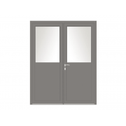 Porte de service Aluminium 2 vantaux panneau plein gris alu 9007