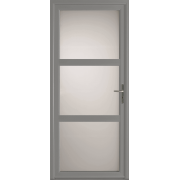 Porte d'Entrée Aluminium Vitrée Intégralement Sablé Dépoli & 2 Traverses Gris 9007