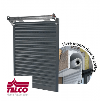 Volet roulant aluminium moteur Telco monté dans coffre linteau tunnel