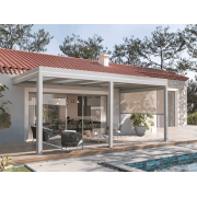 Pergola Aluminium Adossée Toit en Verre avec 3 Poteaux