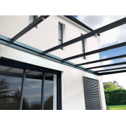 Toiture en Verre Feuilleté transparent sur pergola aluminium