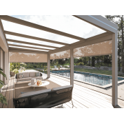 Pergola Aluminium Adossée Toit en Verre avec Stores Zip