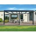 Pergola Aluminium Toit Plat en Verre Feuilleté (Transparent ou Opale) OBX Autoportée Sur Mesure
