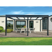 Pergola Aluminium Autoportée Toit Plat en Verre Feuilleté 6x3m