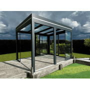 Pergola Autoportée Toit en Verre Feuilleté Gris Antracite RAL 7016