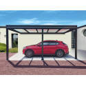 Carport Aluminium Toit Plat en Verre Feuilleté (Transparent ou Opale) OBX Adossé Sur Mesure