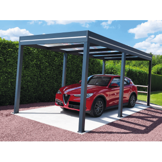 Carport Aluminium Autoporté Toit Plat en Verre Feuilleté 6x3m