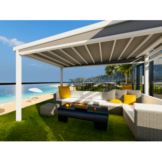  Pergola Toile Rétractable Grande S-Luxe 4.5x7m Sauleda® Etanche Auto-portée Electrique 