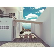 Pergola Toile Rétractable Grande S-Luxe Sauleda® Blanche Etanche Entre 2 Murs 4.5m