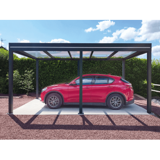 Carport Aluminium Autoporté Toit Plat en Verre Feuilleté 6x3m