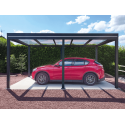 Carport Aluminium Toit Plat en Verre Feuilleté (Transparent ou Opale) OBX Autoporté Sur Mesure