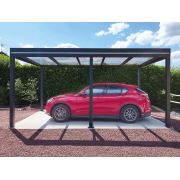 Carport Aluminium Autoporté Toit Plat en Verre Feuilleté 6x3m
