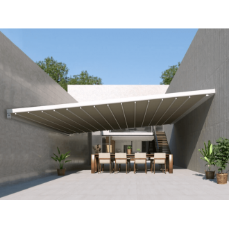 Pergola Toile Rétractable Grande S-Luxe Sauleda® Technical 8x7m Entre 2 Murs Electrique 5x4m