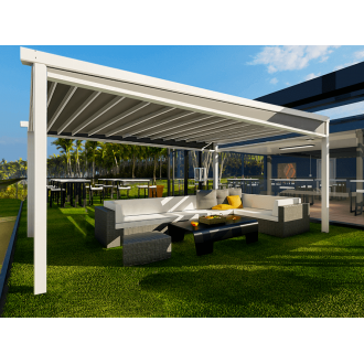  Pergola Toile Rétractable Grande S-Luxe 4.5x7m Sauleda® Etanche Auto-portée Electrique 