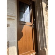 Porte d'Entrée PVC Chêne Doré Ouverture Fermière 2.13x0.87m