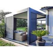 Claustra Brise Vue sur Pergola Lames Horizontales Gris Anthracite