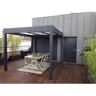 Structure Seule Pergola Toit Plat Aluminium Auto-Portée (pour toiture polycarbonate, panneau sandwich, solaire photovoltaique)
