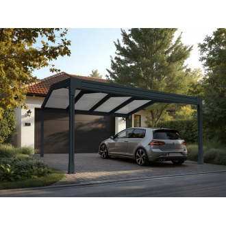 Carport Autoporté 6x5m V3 2 Pentes Polycarbonate 32mm