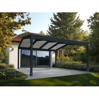 Pergola Autoportée 6x5m V3 2 Pentes Polycarbonate 32mm