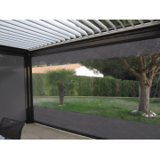 Store ZIP avec Manivelle Coffre 120 Toile Cristal Transparent + Micro-Perforée Dickson