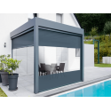 Store Screen ZIP Solaire Dooya Coffre 105 Cristal Transparent + Micro-Perforé Dickson pour Pergola & Véranda Sur Mesure
