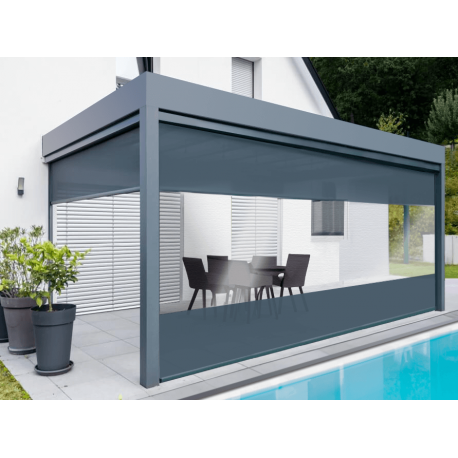 Store ZIP 6m Motorisé Toile Cristal Transparent + Micro-Perforée Dickson