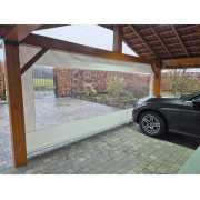 Store à Guide cristal panoramique 5.1x2.3m, hauteur toile cristal 1000mm, hauteur allège 200mm