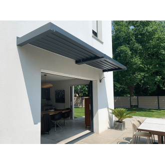  Brise Soleil Horizontal Lames Orientables Bioclimatique Gris Anthracite 7016 Lames Fixes Blanc 9010