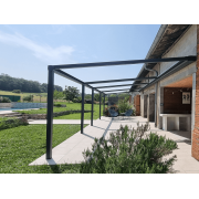Pergola Solaire Toile Enroulable 12m en 4 Modules Toile Gris Anthracite