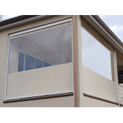 Stores ZIP Motorisés Somfy Toile Cristal Transparent + Micro-Perforée M711 Champagne Dickson