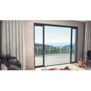 Baie à galandage 2 vantaux monorail gris 7016