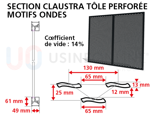section-claustra-tôle-perforée-motif